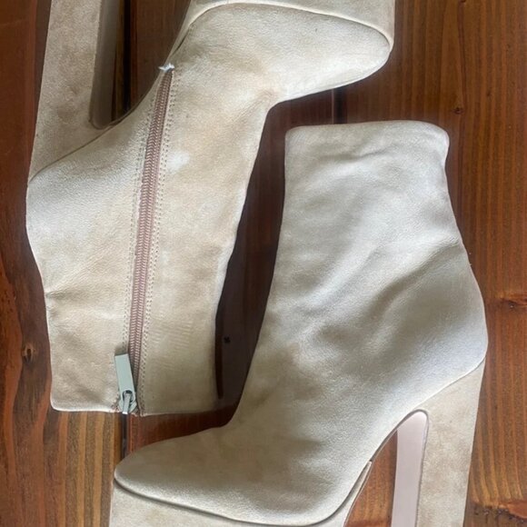 Steve Madden Passion Suede Platform Heeled Boots Tan Beige Sand Size 6.5 - Picture 5 of 8